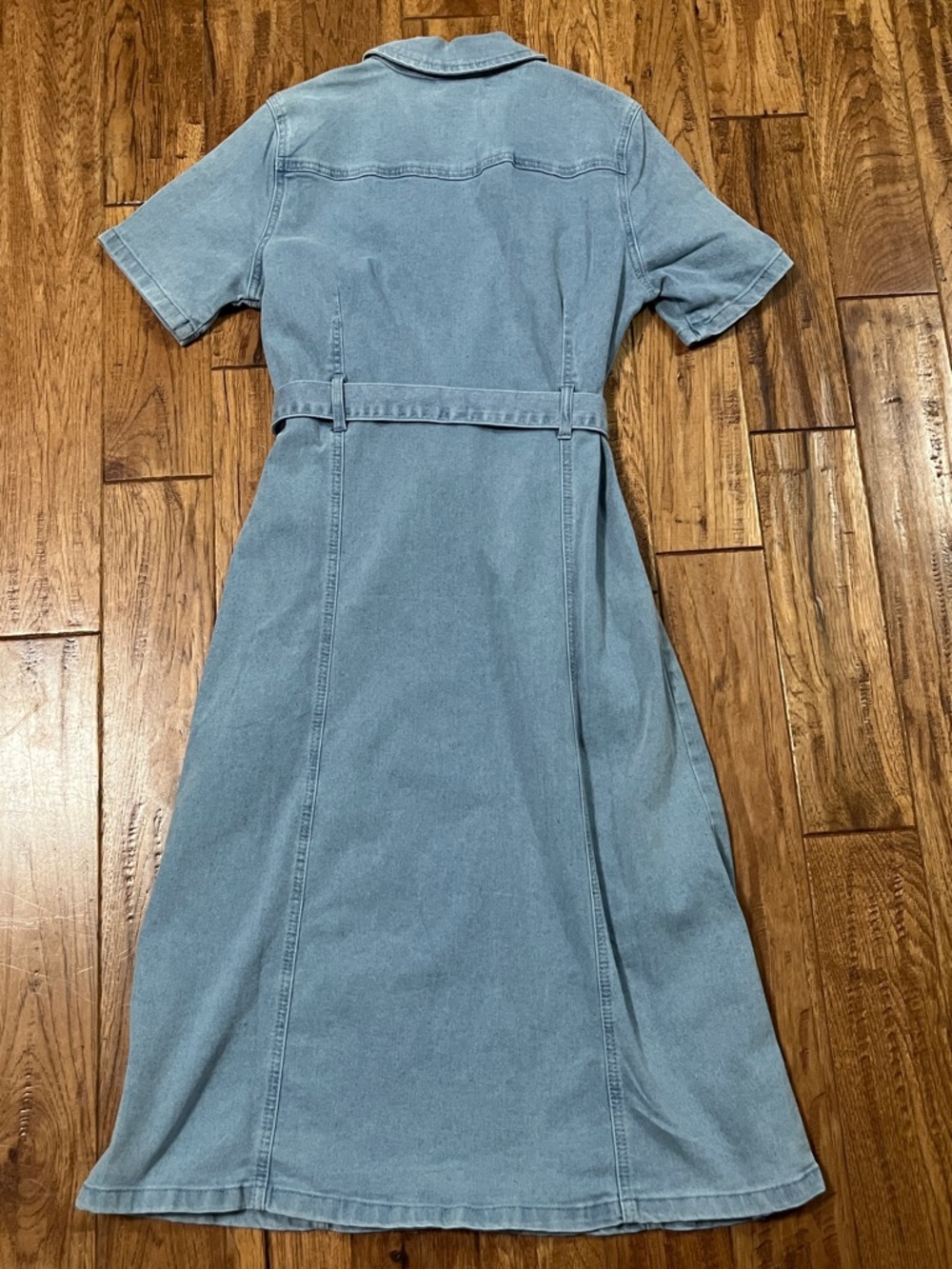 Light Blue Denim Belted Midi Dress Ashley & Sage nwot small women’s dress #619 - Picture 6 of 8